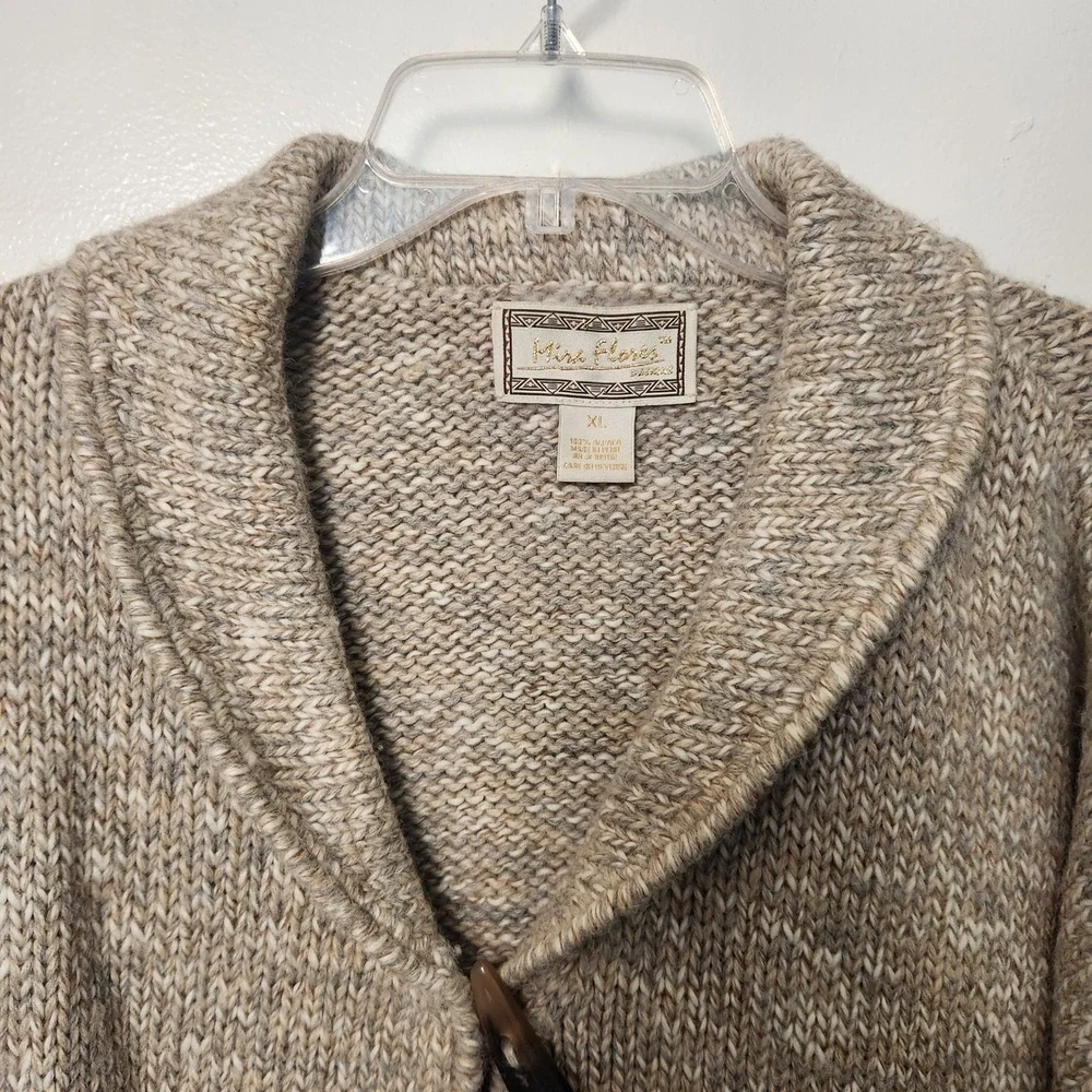 Mira Flores 100% Alpaca Toggle Button‎ Long Bell Sleeve Cardigan Shawl Collar XL